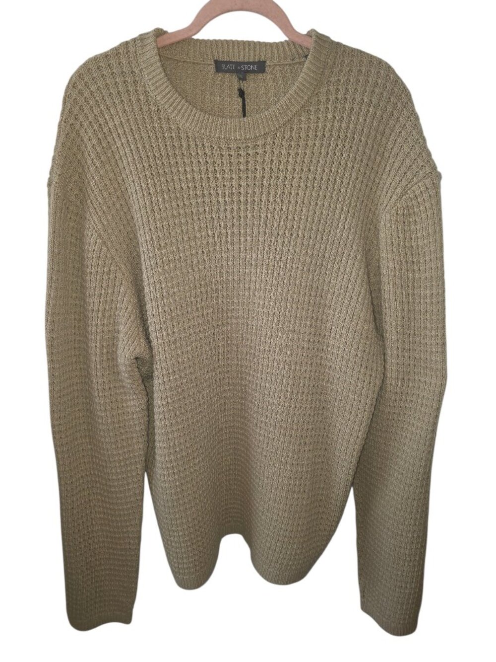 Slate & Stone Beige Waffle Stitch Crew Neck Sweater